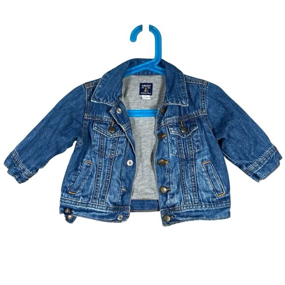 Baby GAP Denim Jacket Infant 6-12 Months Blue Snap Button Trucker 100% Cotton - Picture 1 of 12